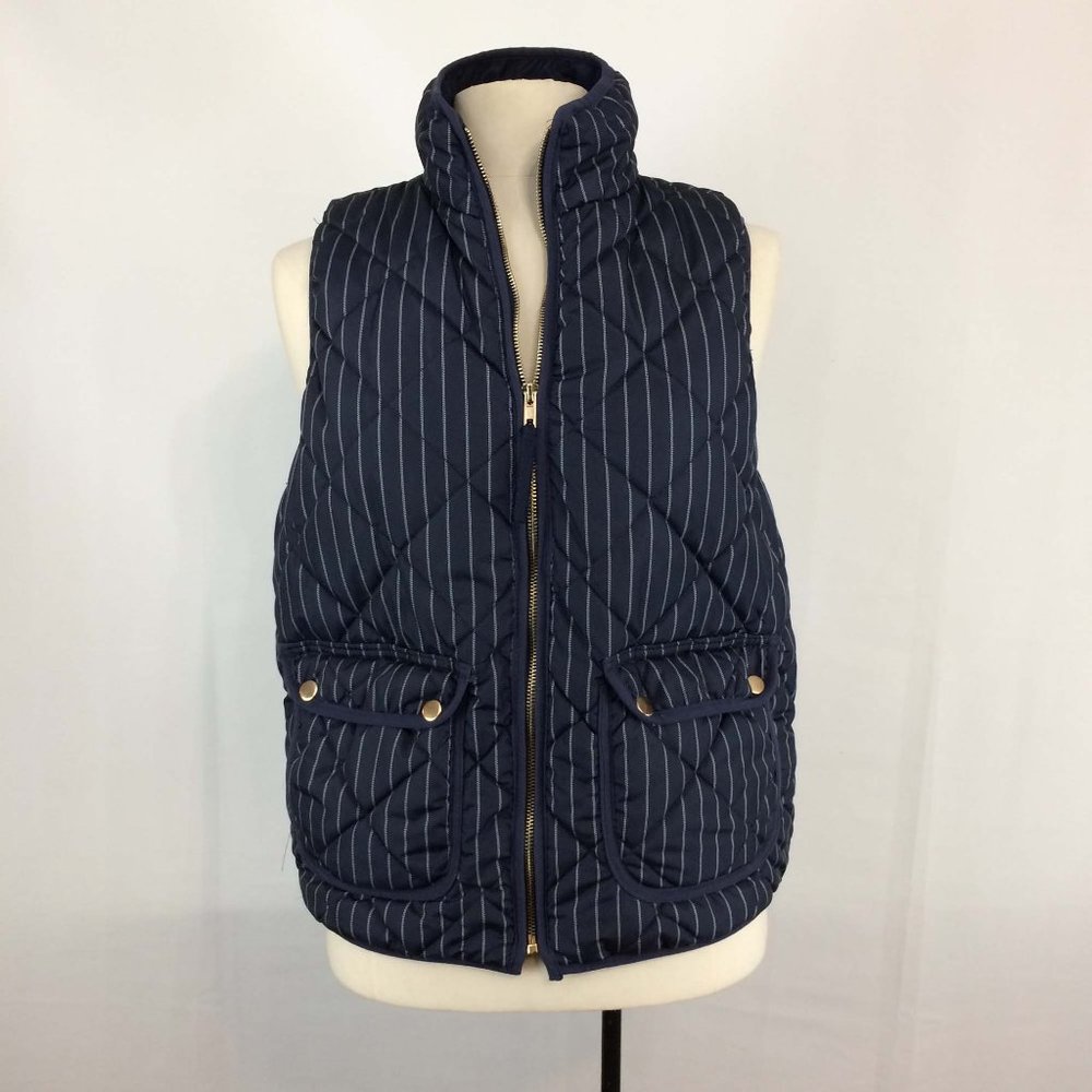 Thread Supply Navy‎ Blue Pinstripe Puffer Vest, S